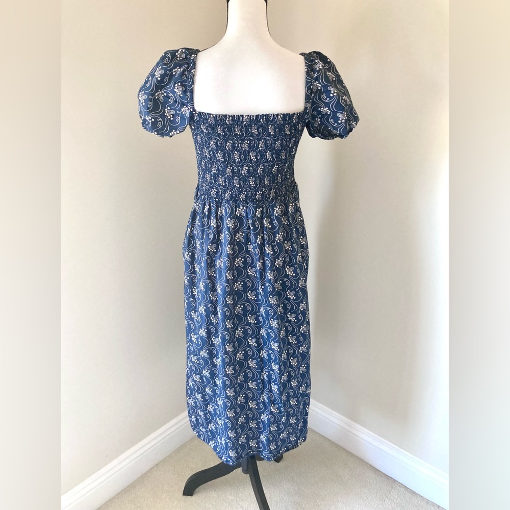 J. Crew Blue and White Puff Sleeve Dress - Picture 5 of 9